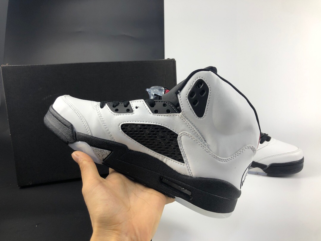 New Air Jordan 5 Paris White Black Shoes - Click Image to Close